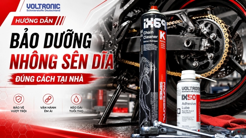 Bảo dưỡng nhông sên dĩa bằng Voltronic IX69K và IX50