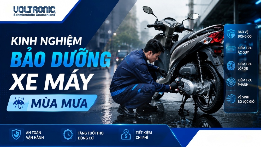 Kinh nghiệm bảo dưỡng xe máy mùa mưa